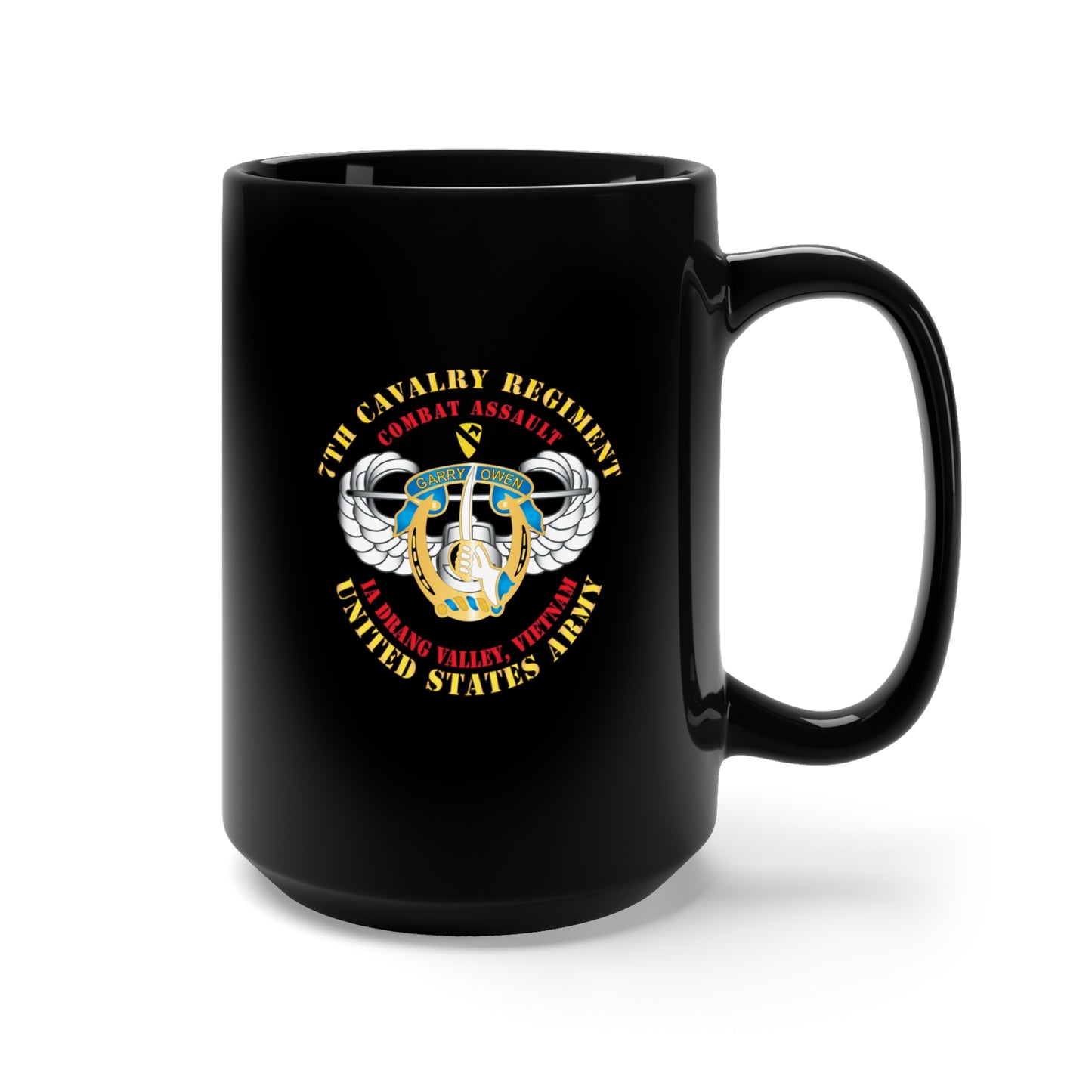 Black Mug 15oz - Army - Air Assault - 7th Cav - IA Drang