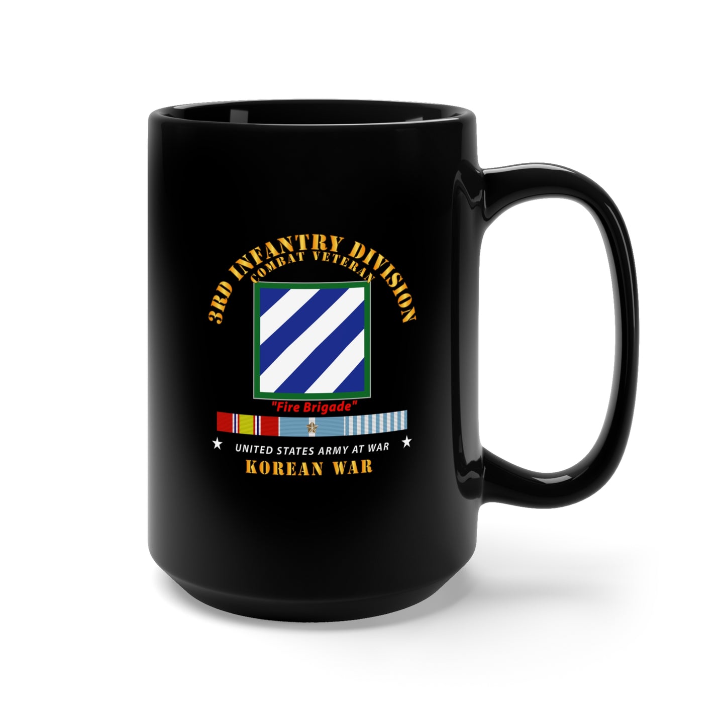 Black Mug 15oz - Army - 3rd ID - Korean War w KOREA War SVC