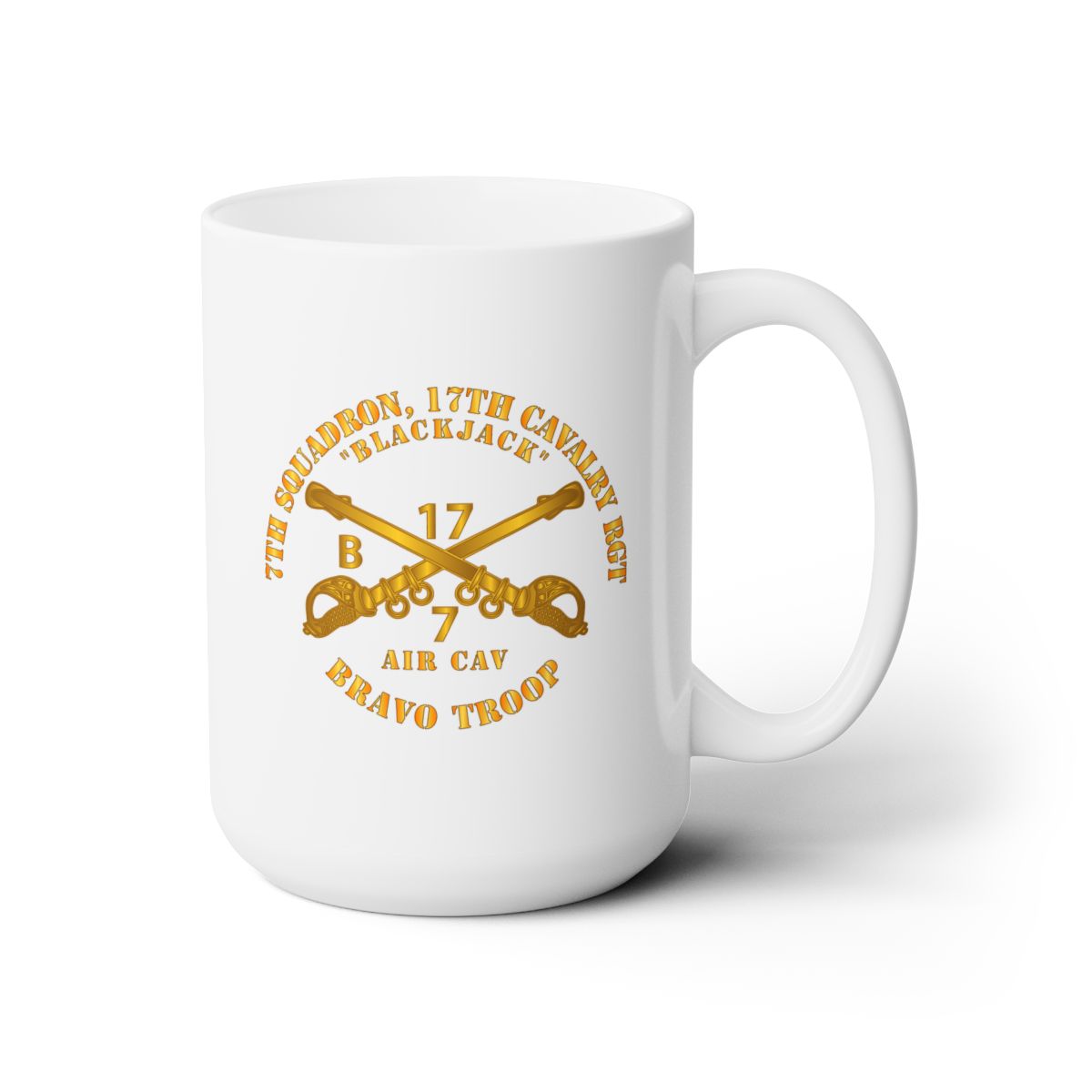 White Ceramic Mug 15oz - Army - 7th Sqn 17th Cav Regt - Bravo Trp - Blackjack