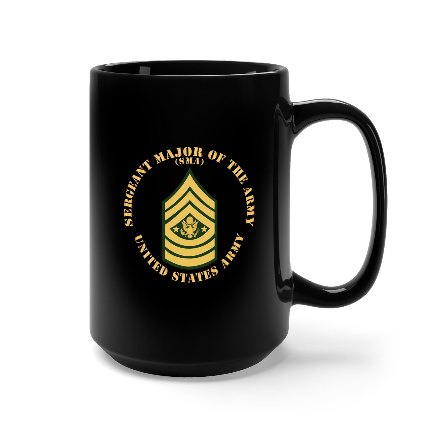 Black Mug 15oz - Army - Sergeant Major of the Army - SMA - Flat X 300