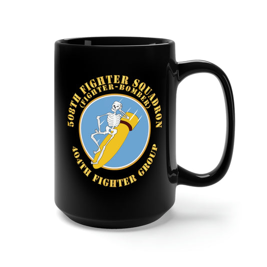 Black Mug 15oz - 508th Fighter Squadron (Fighter Bomber), 404th Fighter Group X 300