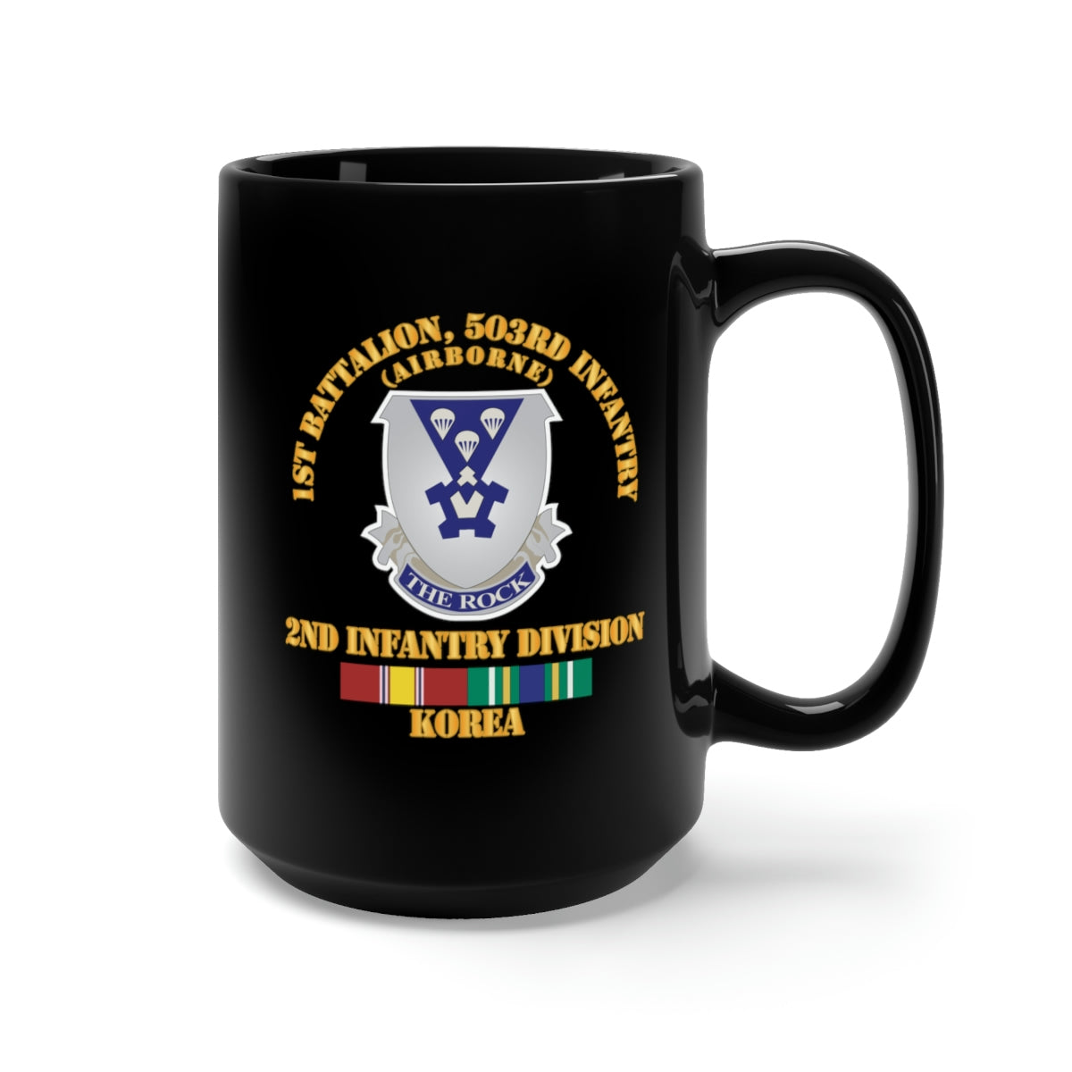 Black Mug 15oz - Army - 1st Bn 503rd Infantry - Korea Svc X 300