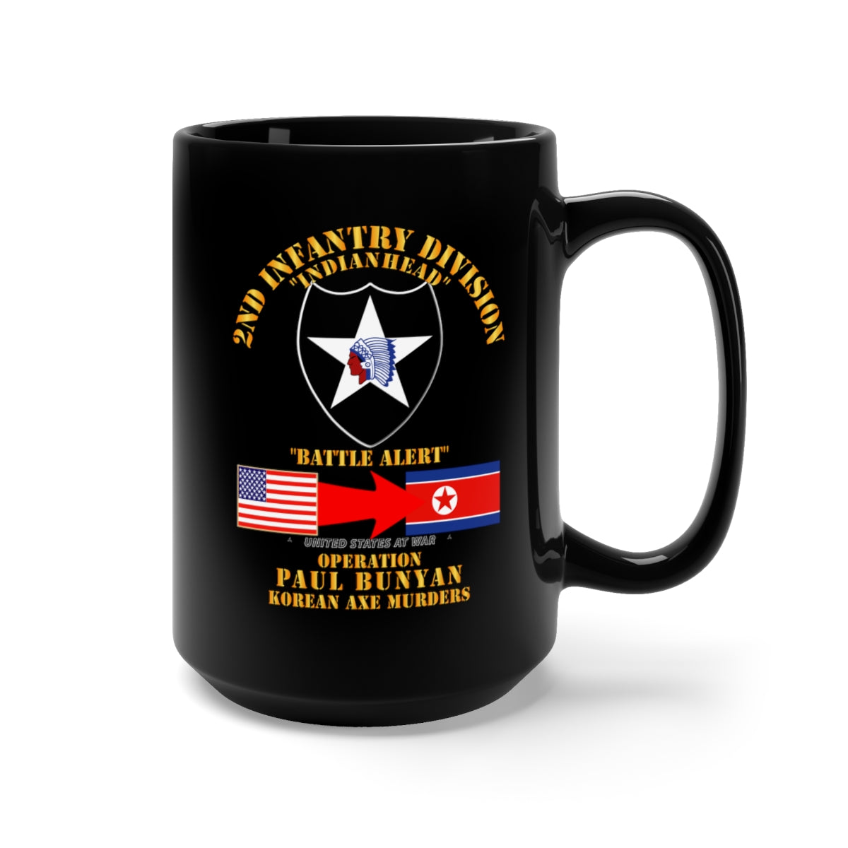 Black Mug 15oz - Operation Paul Bunyan - 2nd Infantry Division - Korea