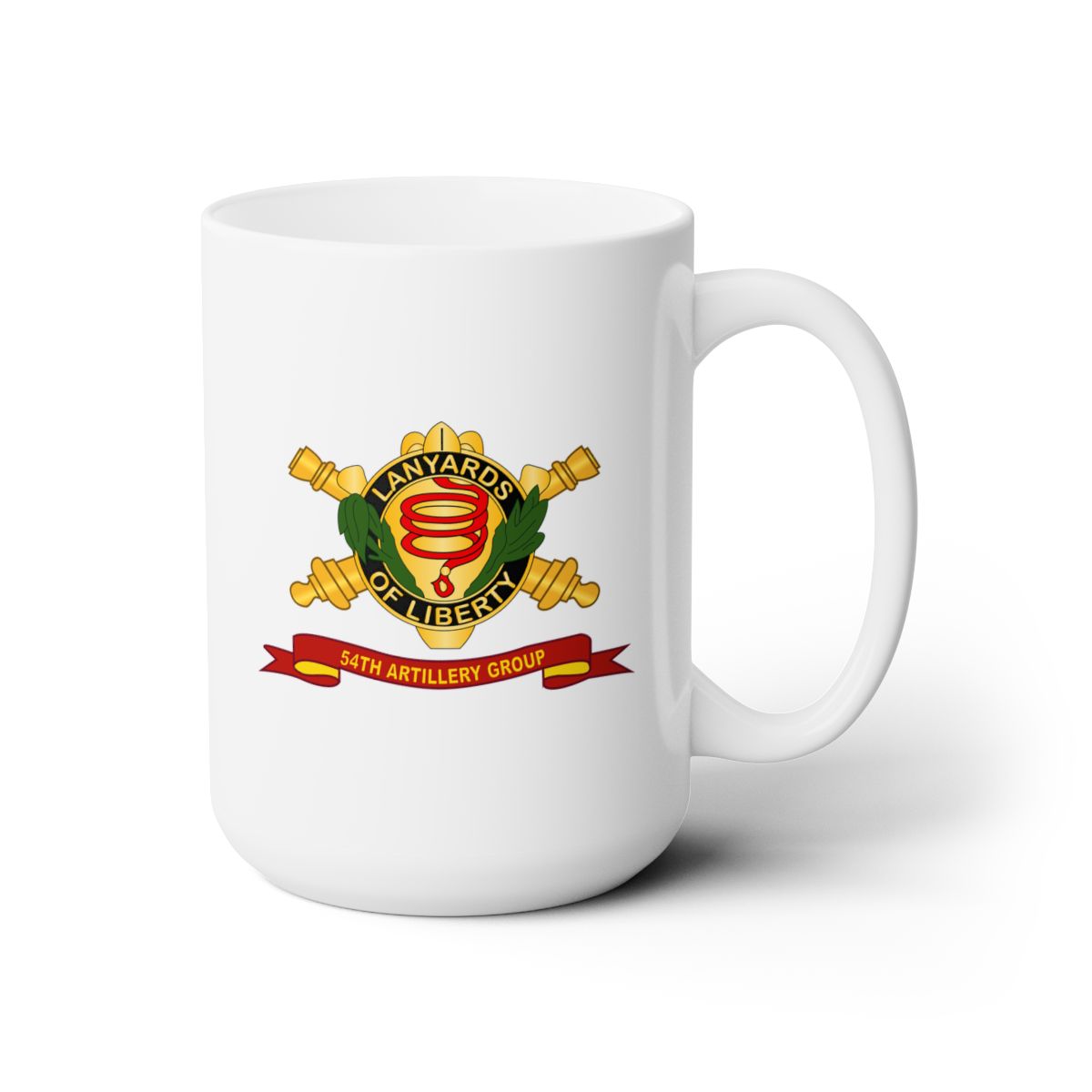 White Ceramic Mug 15oz - Army - 54th Artillery Group w Br - Ribbon