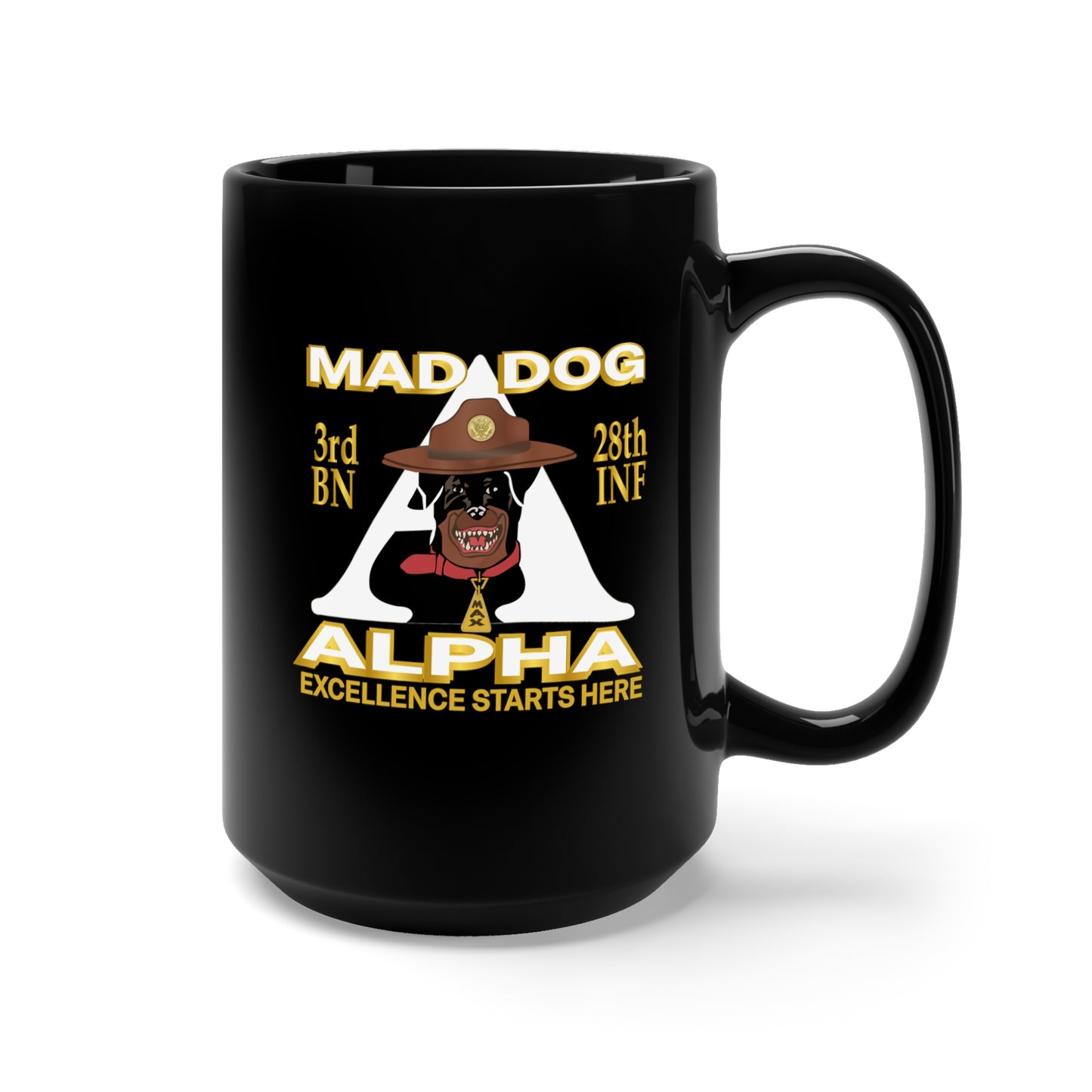 Black Mug 15oz - 3rd Bn 28th Inf - alpha - Mad Dog