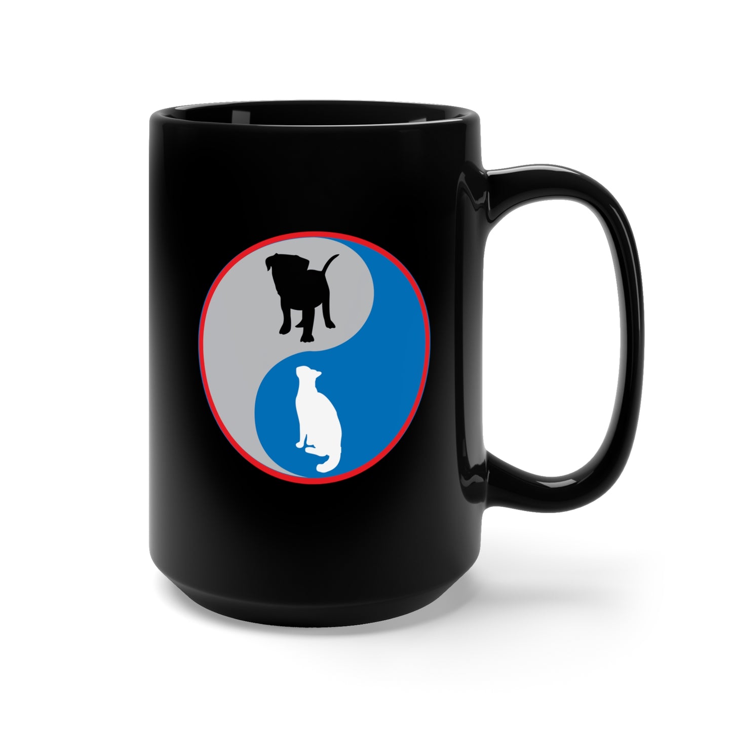 Black Mug 15oz - Ying-Yang w Dog - Cat X 300