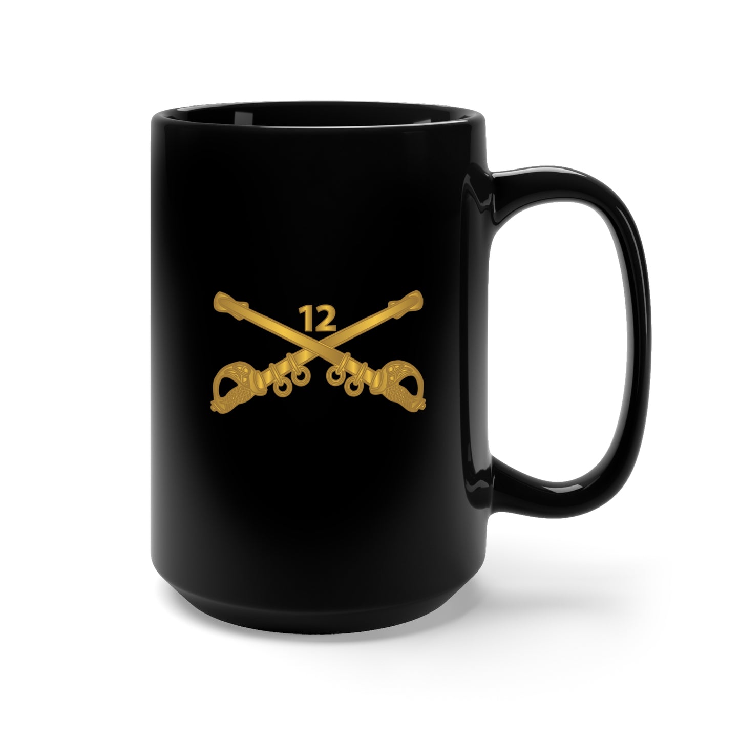 Black Mug 15oz - Army - 12th Cavalry Branch wo Txt X 300