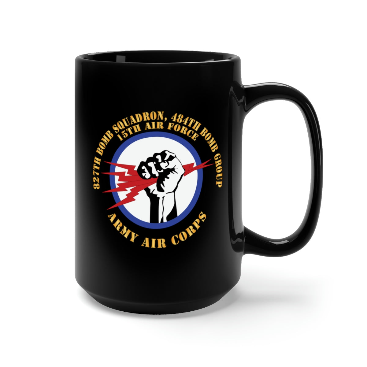 Black Mug 15oz - 827th Bomb Squadron, 484th Bomb Group - 15th AAF X 300