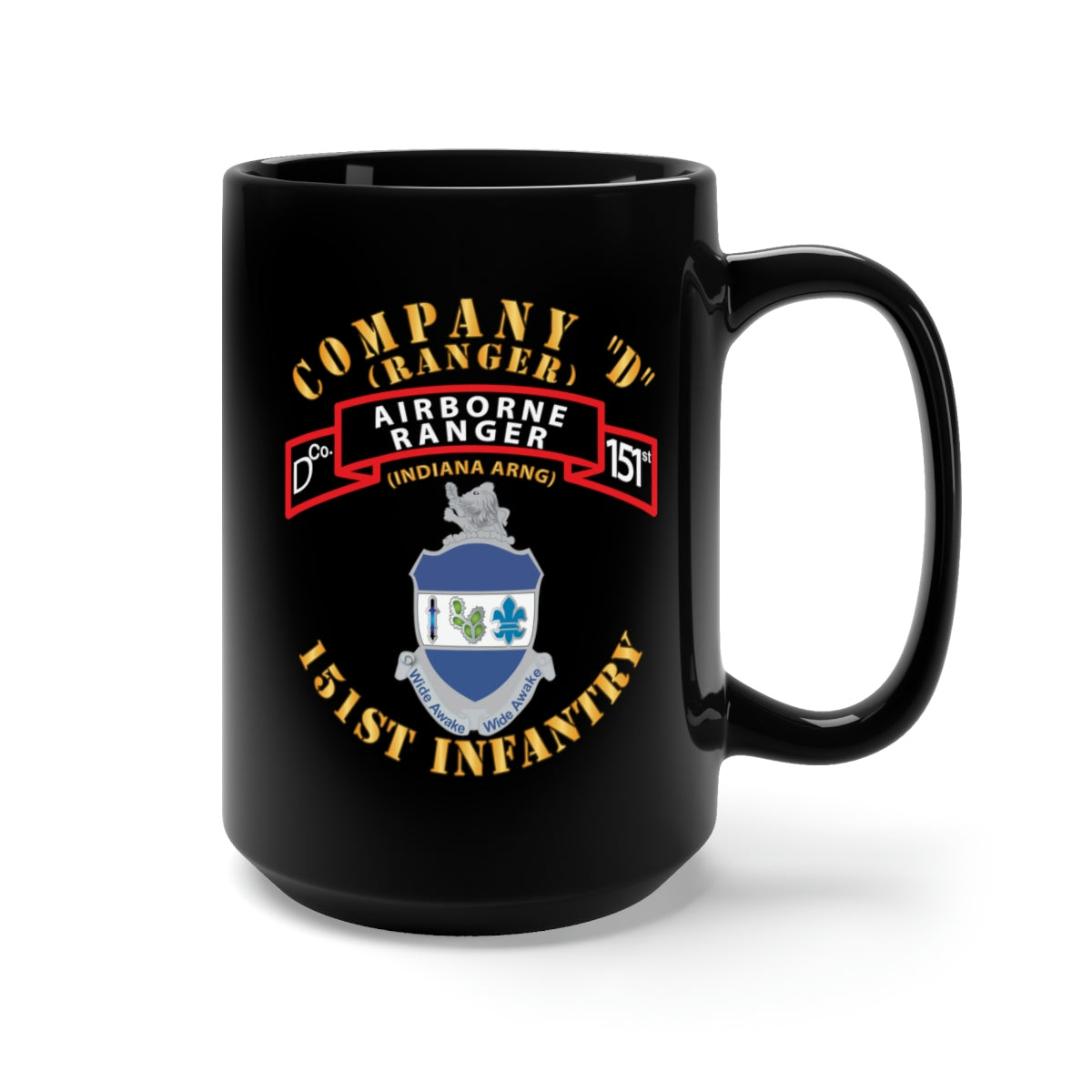 Black Mug 15oz - SOF - Co D - 151st Infantry - Ranger X 300