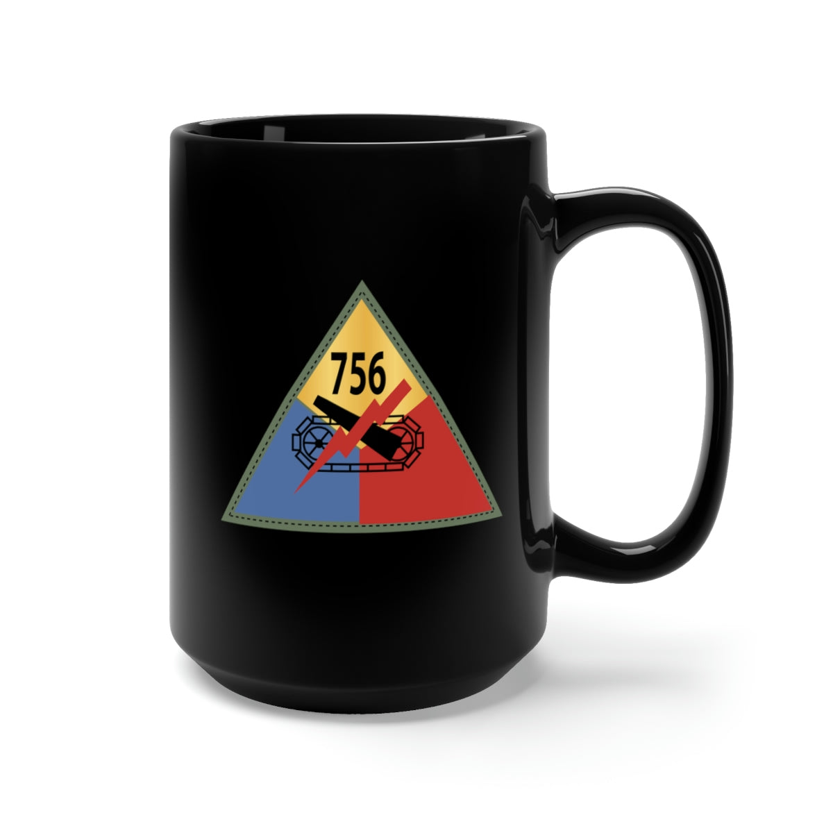 Black Mug 15oz - Army - 756th Tank Battalion SSI X 300