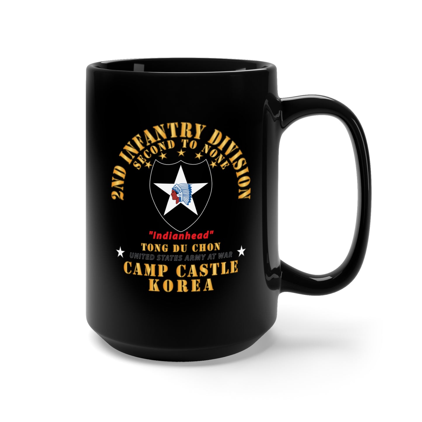 Black Mug 15oz - Army - 2nd Infantry Div - Camp Castle, Korea - Tong Du Chon X 300