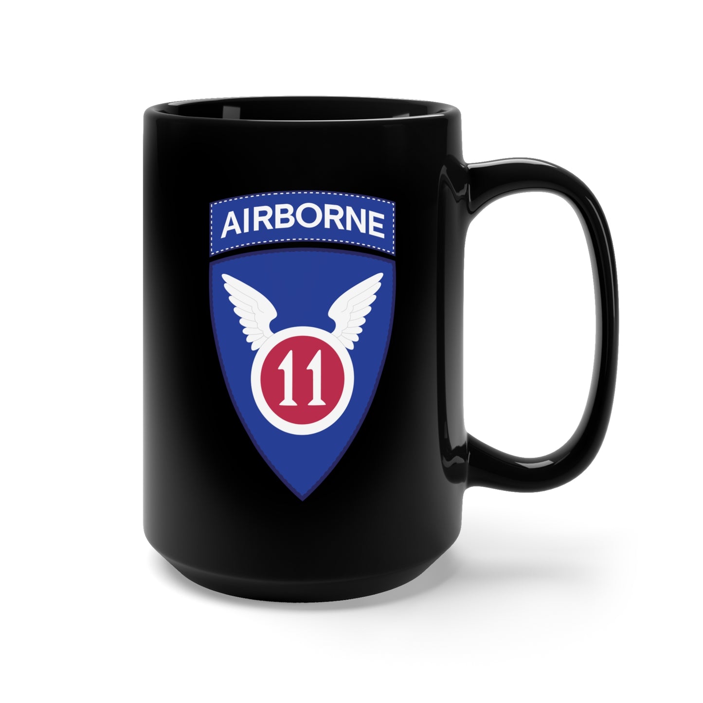 Black Mug 15oz - 11th Airborne Division - SSI wo Txt X 300