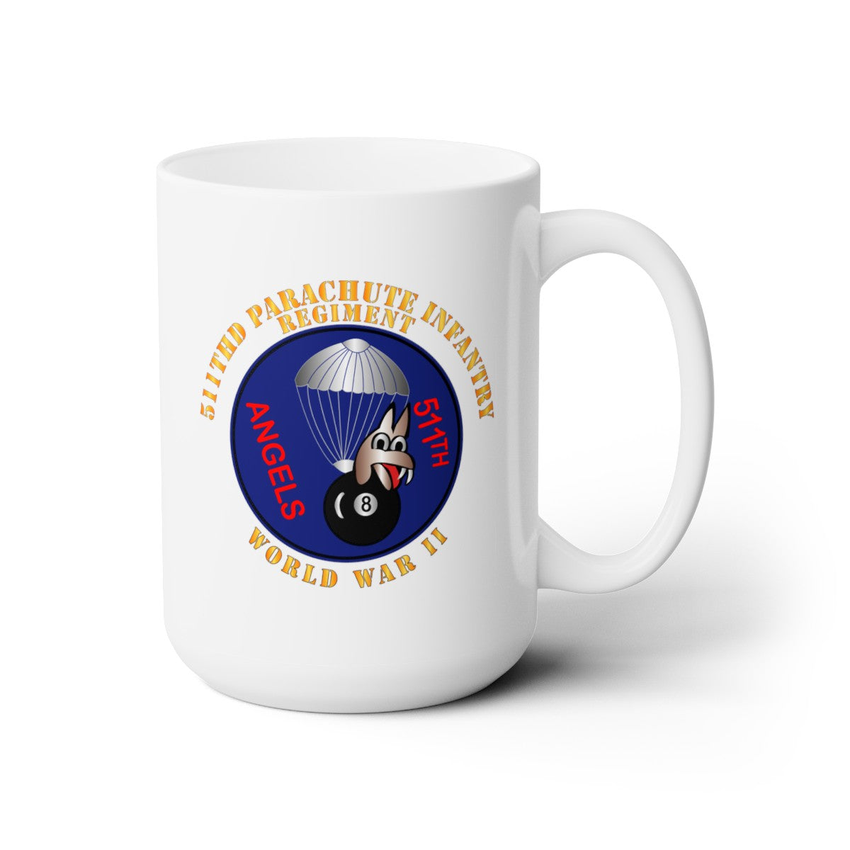White Ceramic Mug 15oz - Army - 511th PIR 11th Airborne Div - WWII