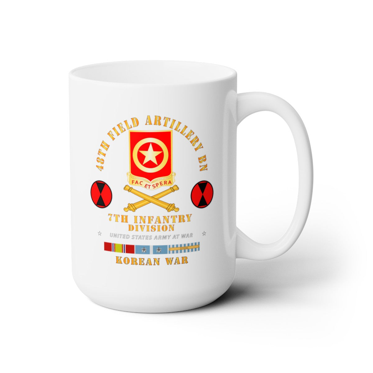 White Ceramic Mug 15oz - Army - 48th Field Artillery Bn- 7th Inf Div - KOREA UN SVC