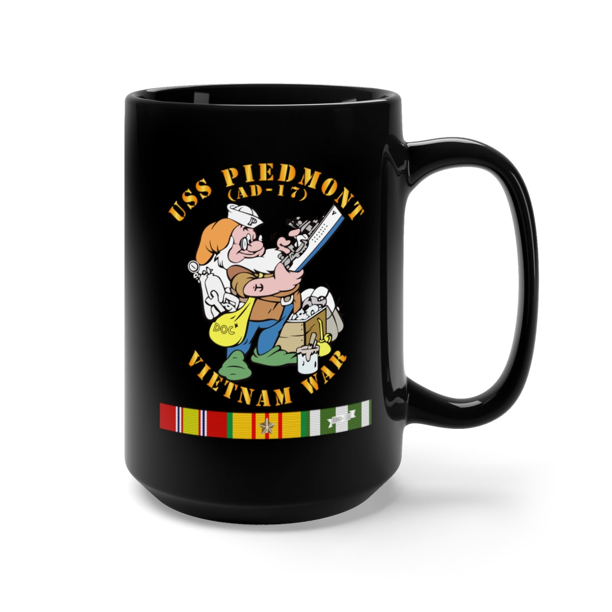 Black Mug 15oz - USS Piedmont (AD-17) w Vn SVC - Vietnam War