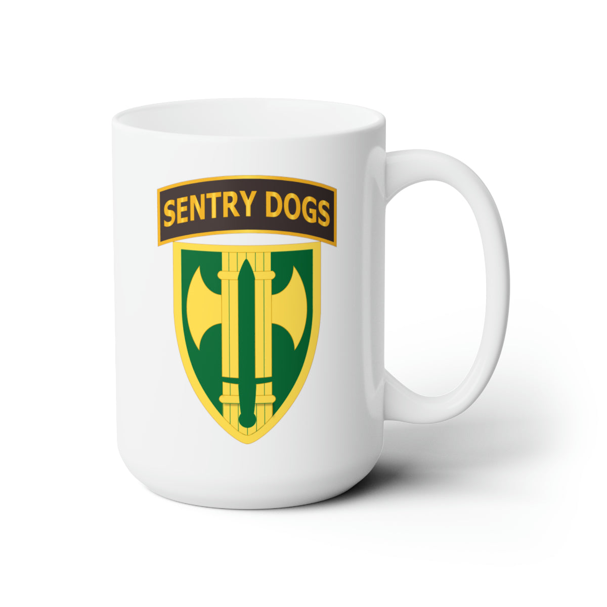 White Ceramic Mug 15oz - Army - 18th MP Brigade - Sentry Dogs Tab wo Txt