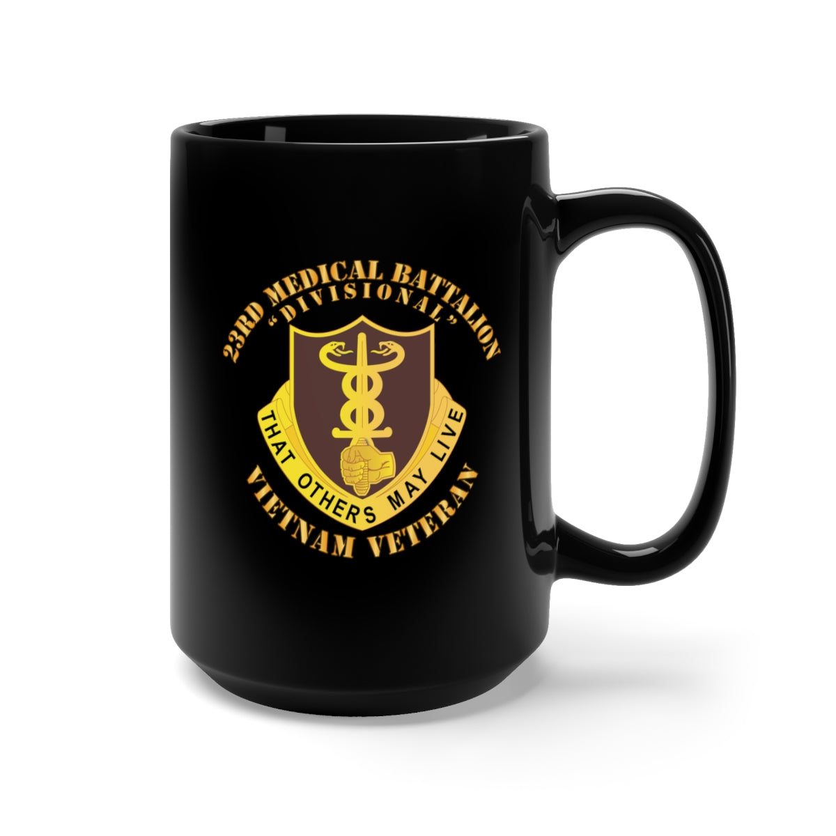 Black Mug 15oz - 23rd Medical Battalion w no SVC Ribbon wo DS X300