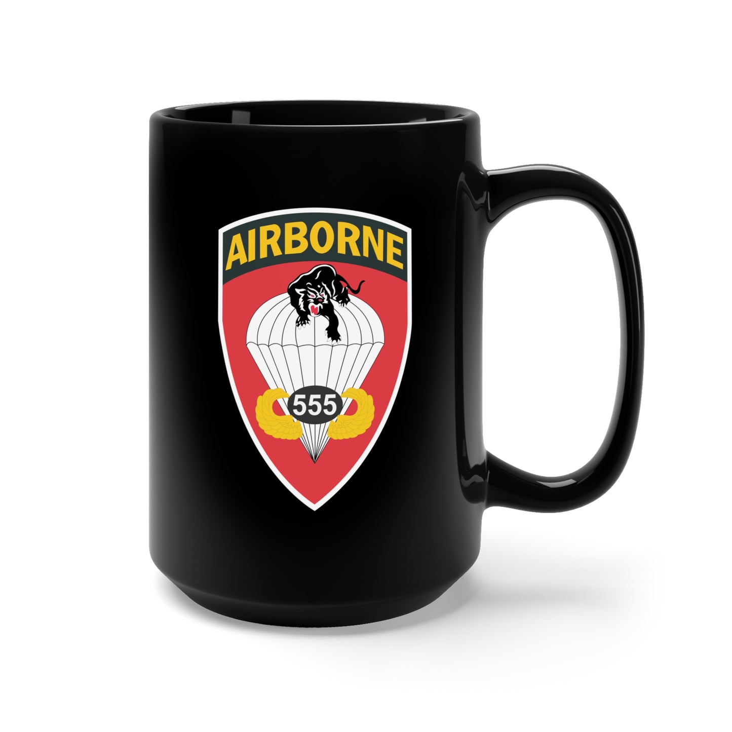 Black Mug 15oz - Army - 555th Parachute Infantry Battalion wo Txt X 300