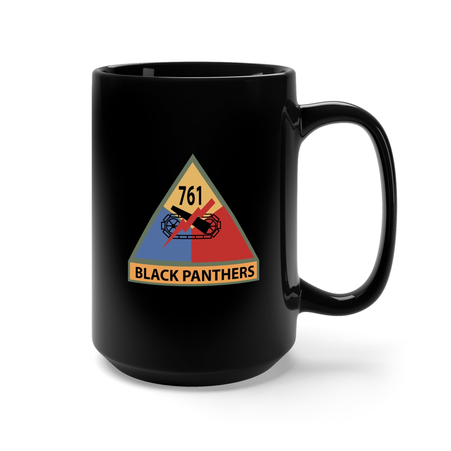 Black Mug 15oz - Army - 761st Tank Battalion SSI w Name Tape X 300