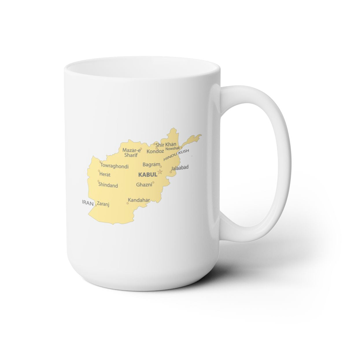 White Ceramic Mug 15oz - Afghan - Afghanistan Map