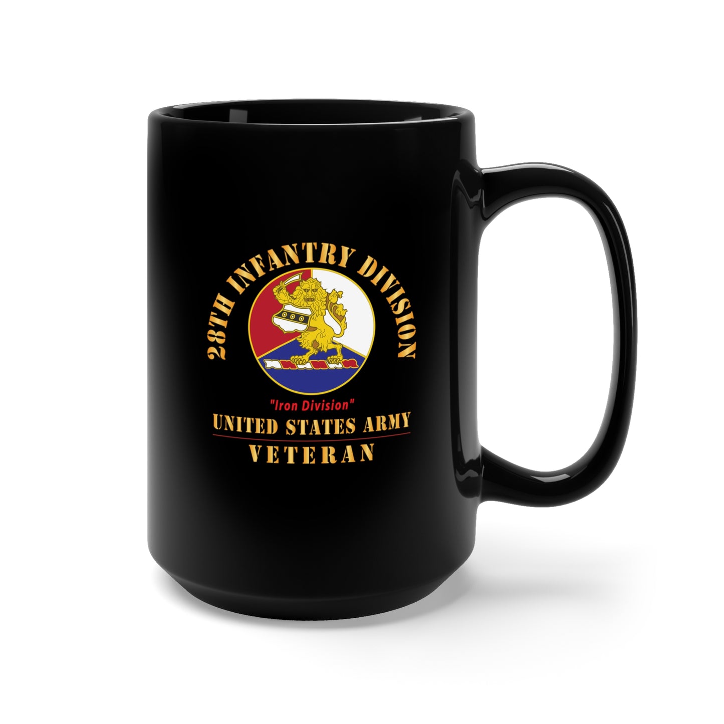 Black Mug 15oz - Army - DUI - 28th Infantry Division - Iron Division - US Army Veteran X 300