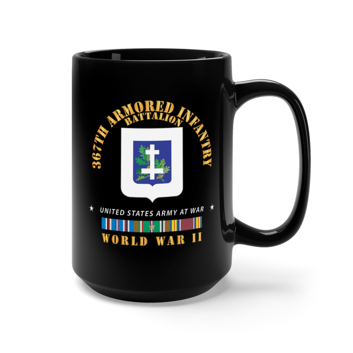 Black Mug 15oz - 367th Armored Infantry Battalion - DUI w EUR SVC X 300