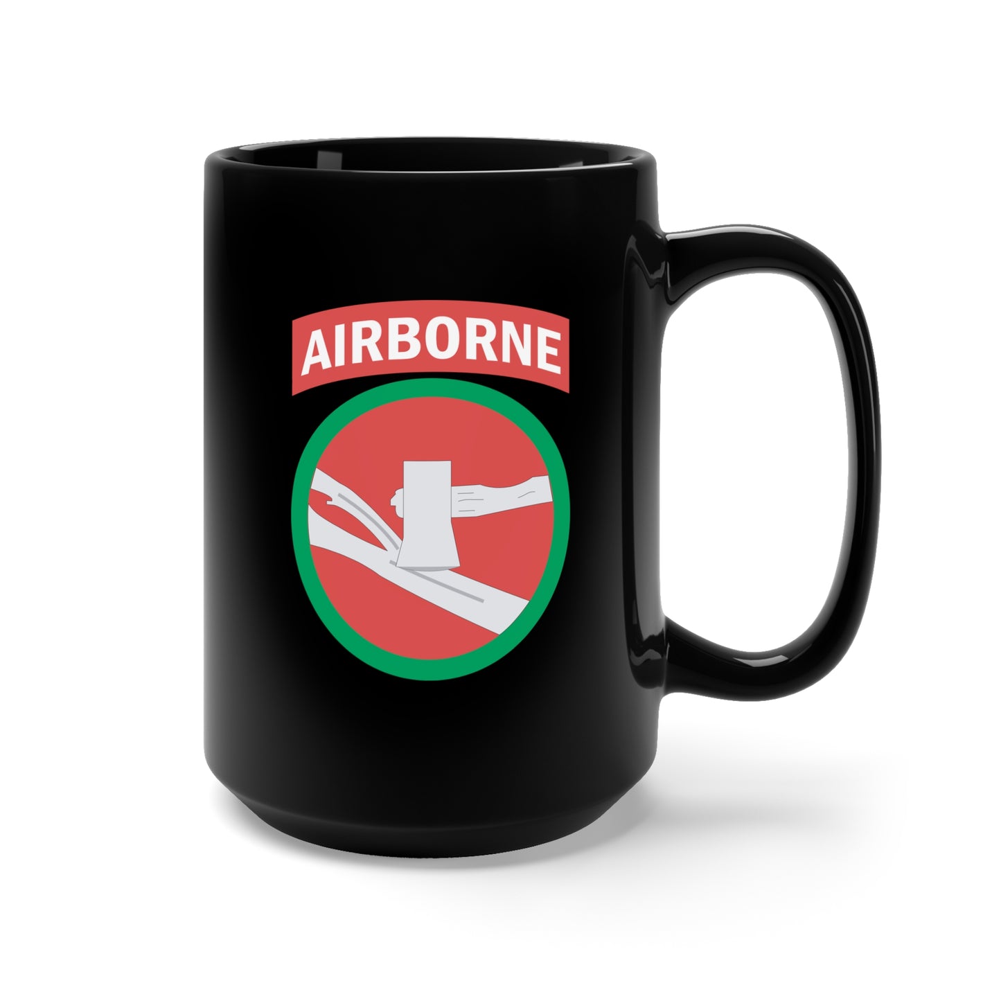Black Mug 15oz - SSI - 84th Infantry Division w Airborne Tab X 300