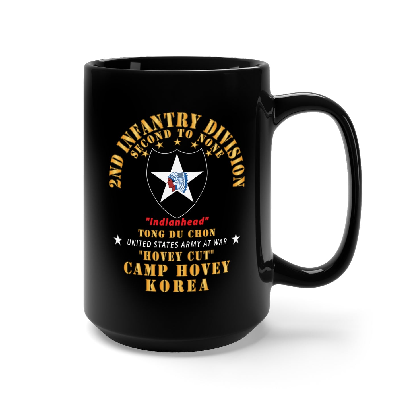 Black Mug 15oz - Army - 2nd Infantry Div - Camp Hovey Korea - Hovey Cut - Tong Du Chon X 300