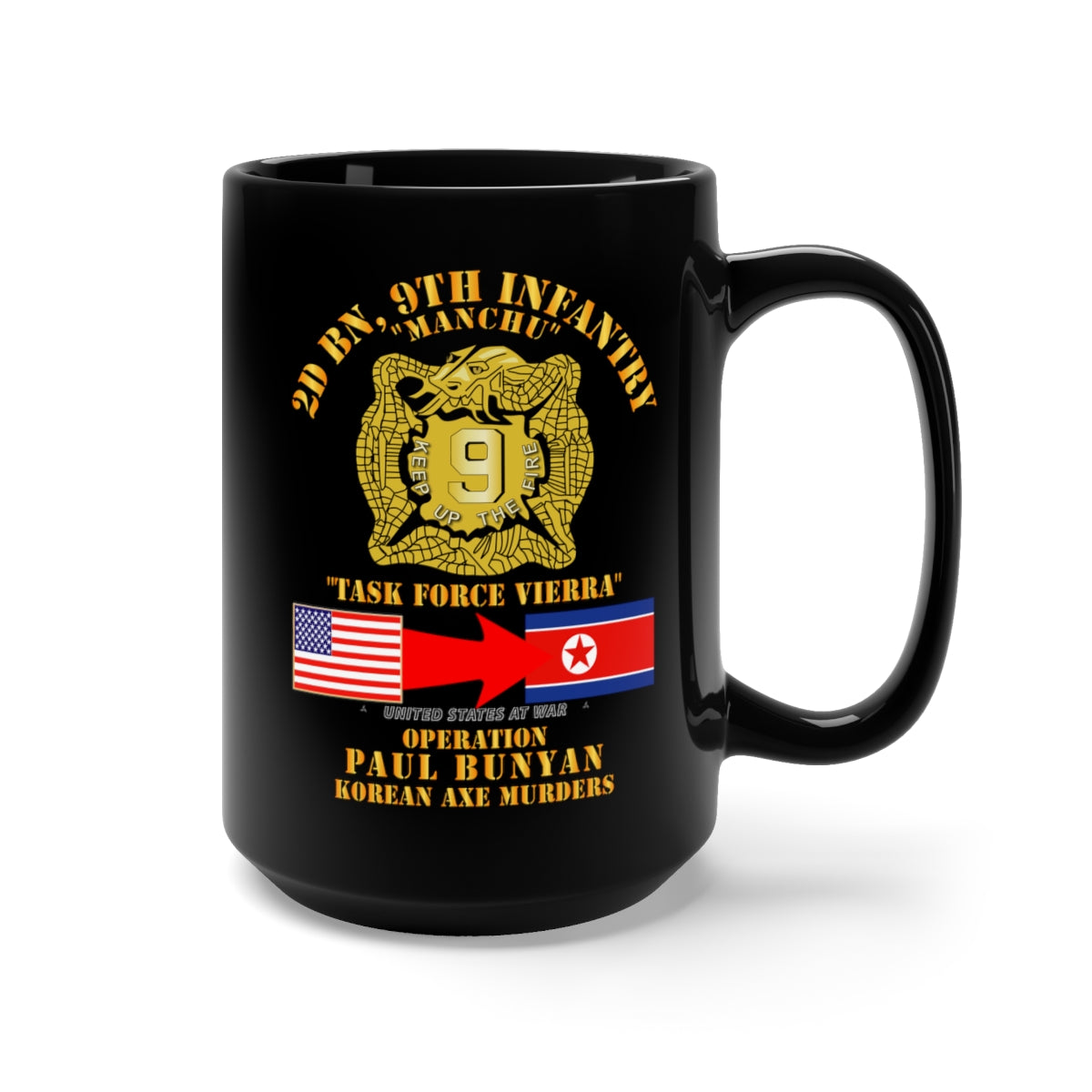 Black Mug 15oz - Operation Paul Bunyan - 2nd Bn 9th Infantry - Korea