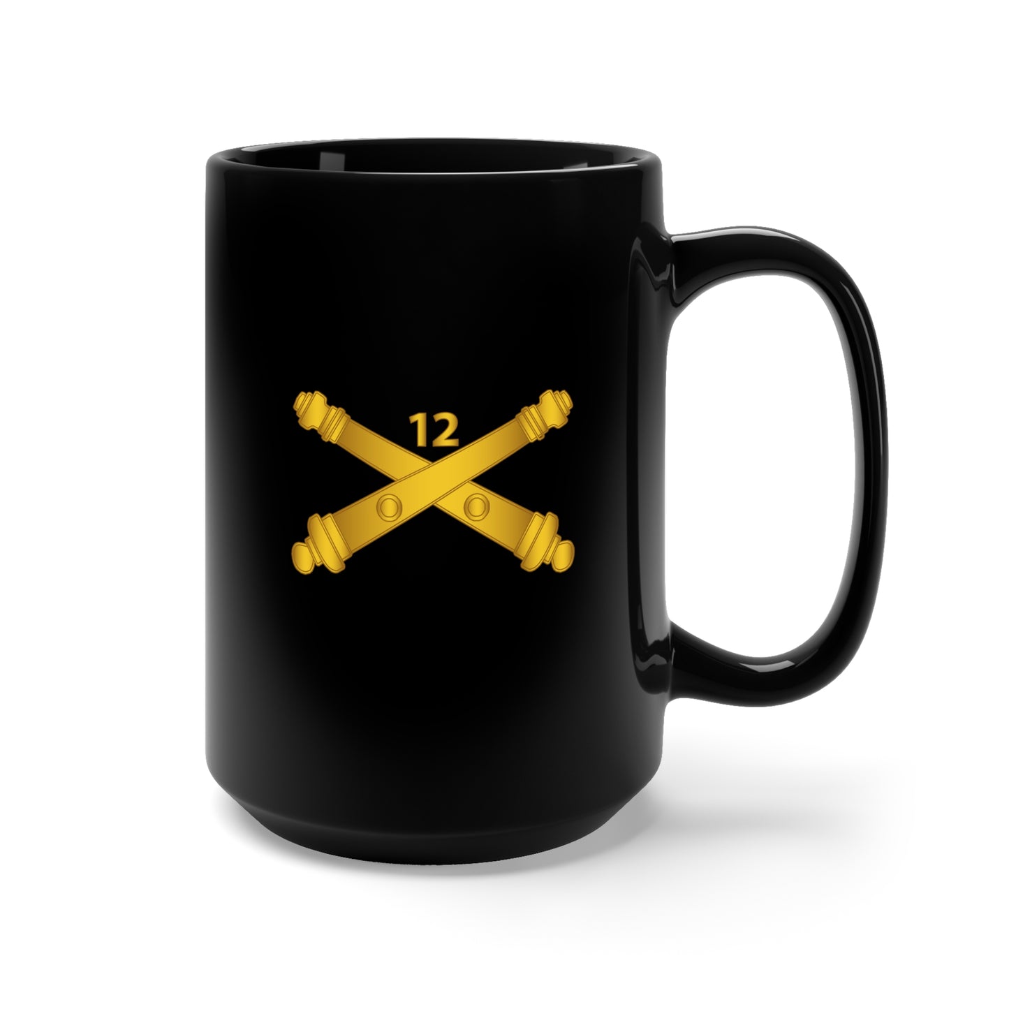 Black Mug 15oz - Army - 12th Field Artillery Regt - Artillery Br wo Txt