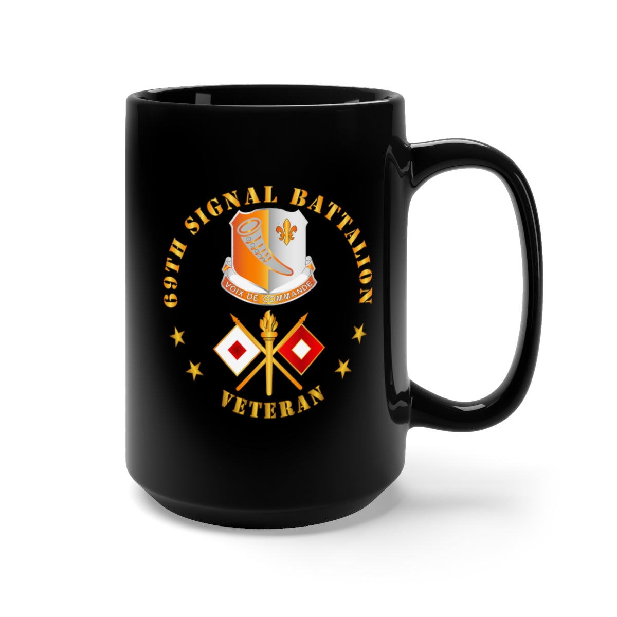 Black Mug 15oz - 69th Signal Battalion - Veteran w DUI - Branch
