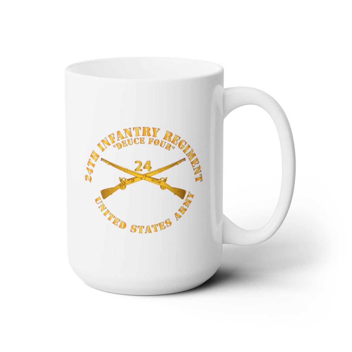 White Ceramic Mug 15oz - Army - 24th Infantry Regiment - Deuce Four - Branch Insignia