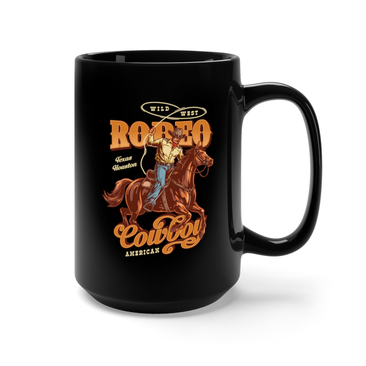 Black Mug 15oz - Rodeo Cowboy X 300