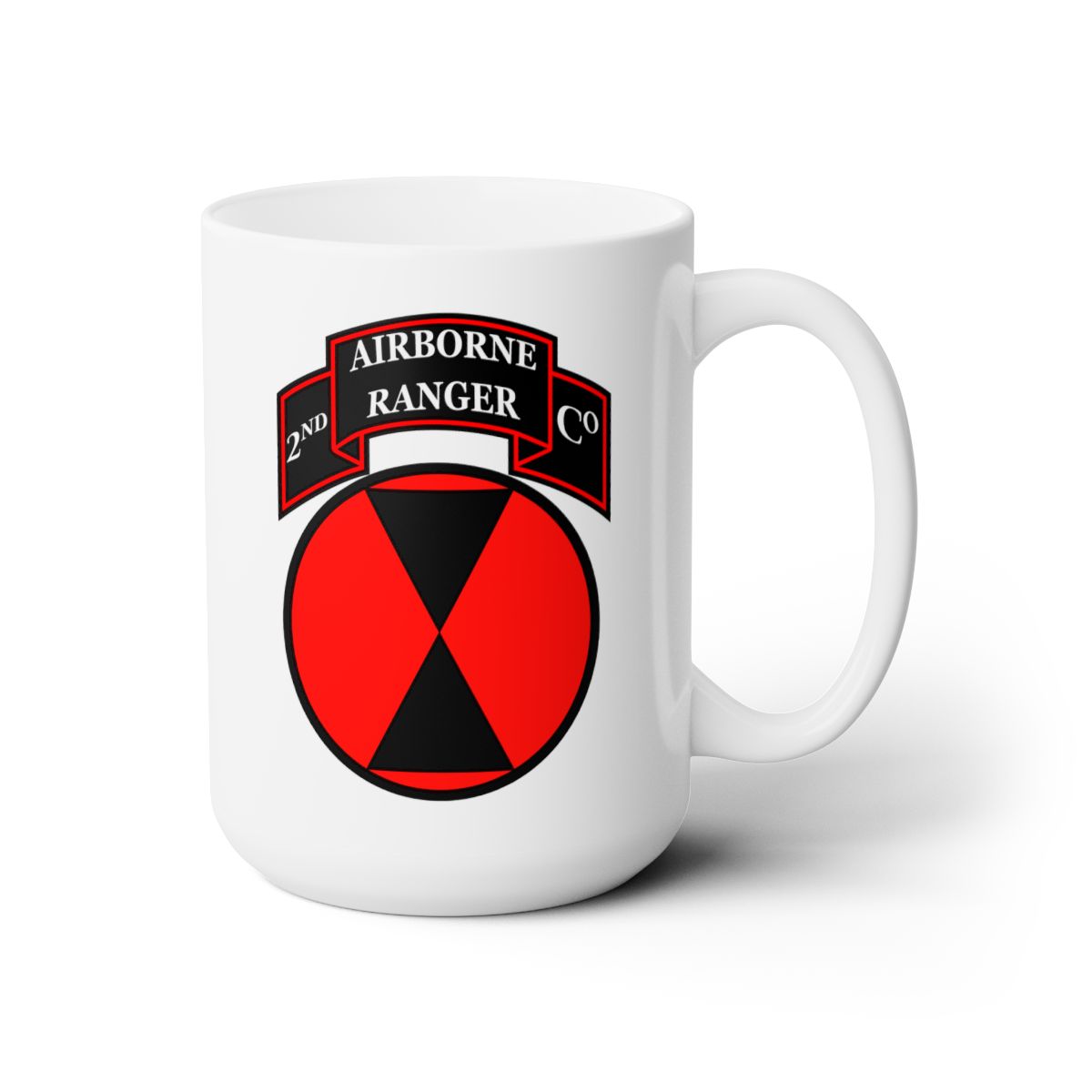 White Ceramic Mug 15oz - 2nd Ranger Company - 7th Infantry Division - SSI X 300