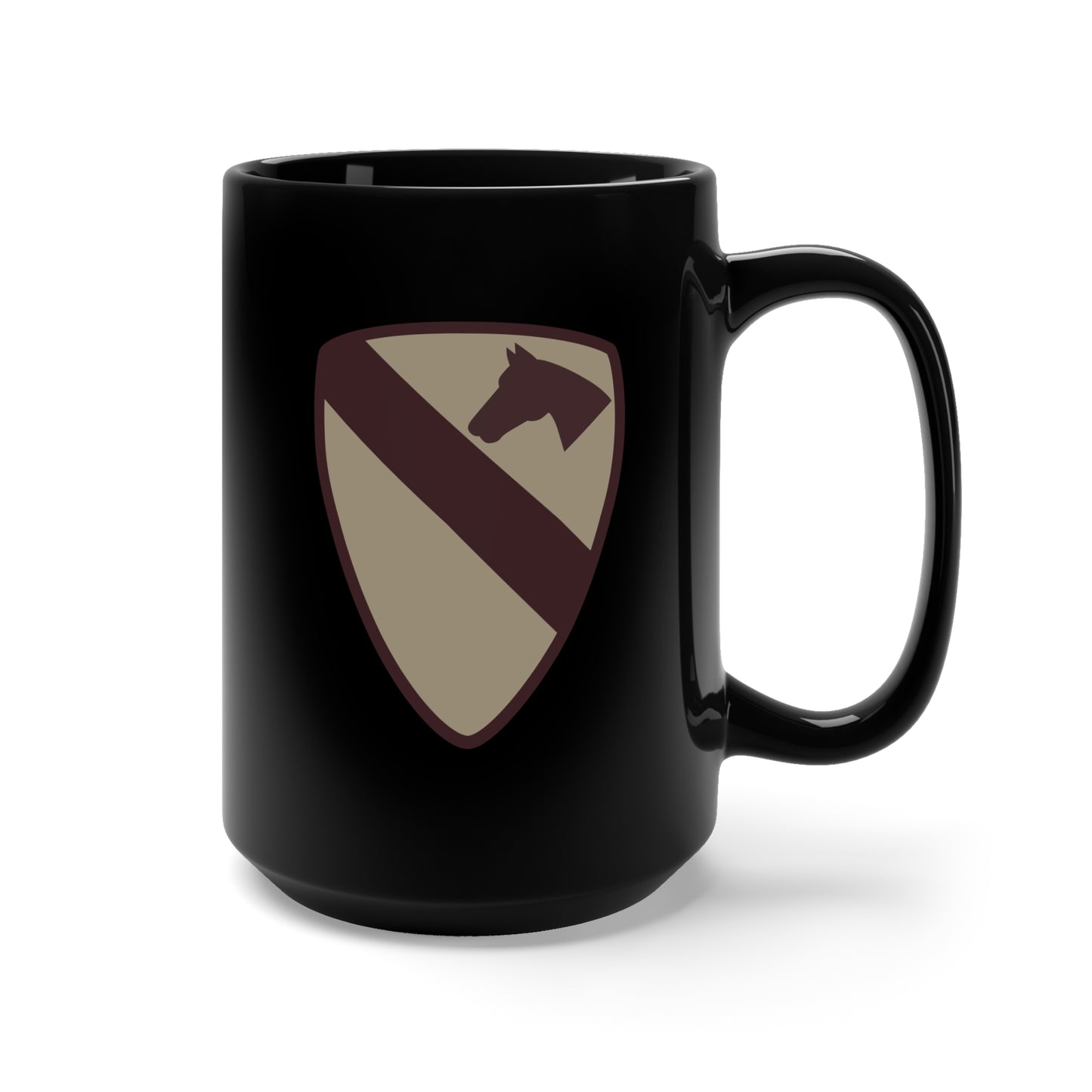 Black Mug 15oz - SSI - 1st Cavalry Division - Subdued Desert X 300
