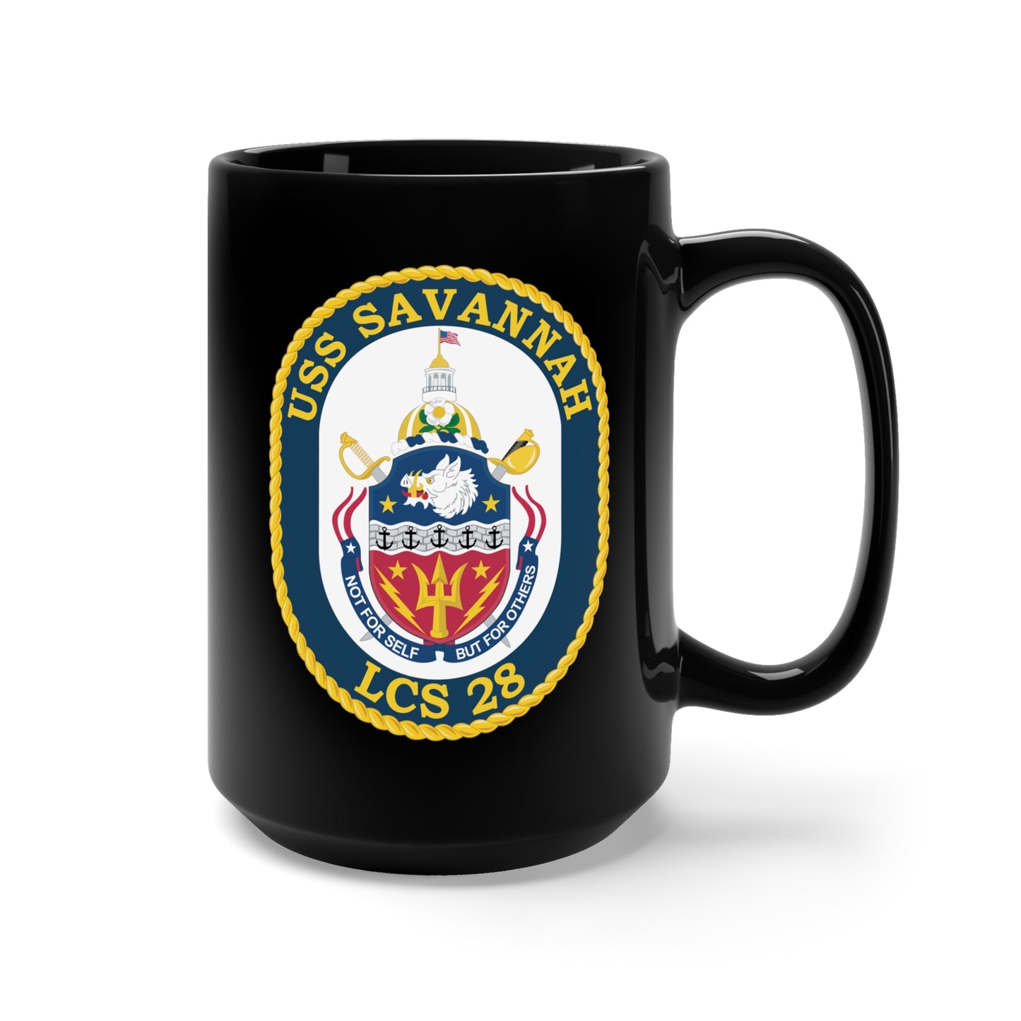 Black Mug 15oz - USS Savannah LCS 28 wo Txt X 300