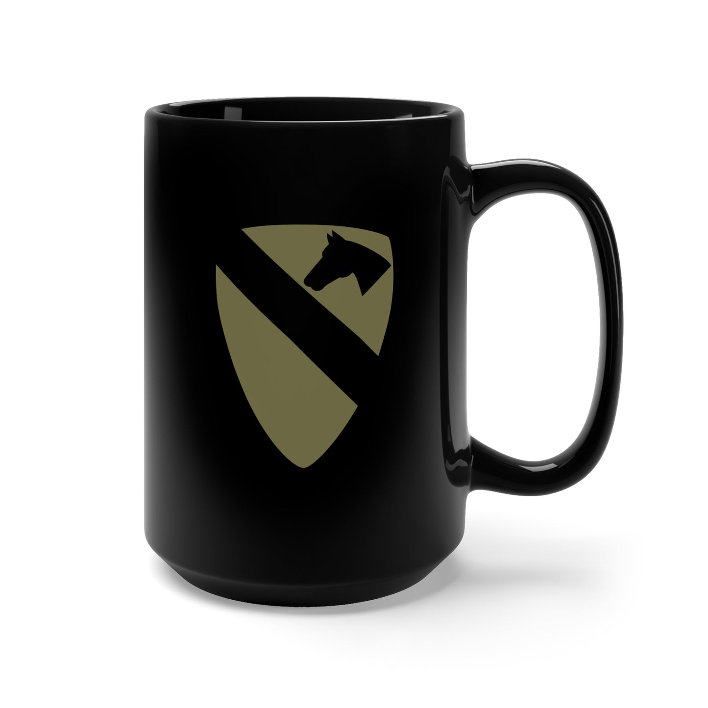 Black Mug 15oz - SSI - 1st Cavalry Division - Subdued X 300