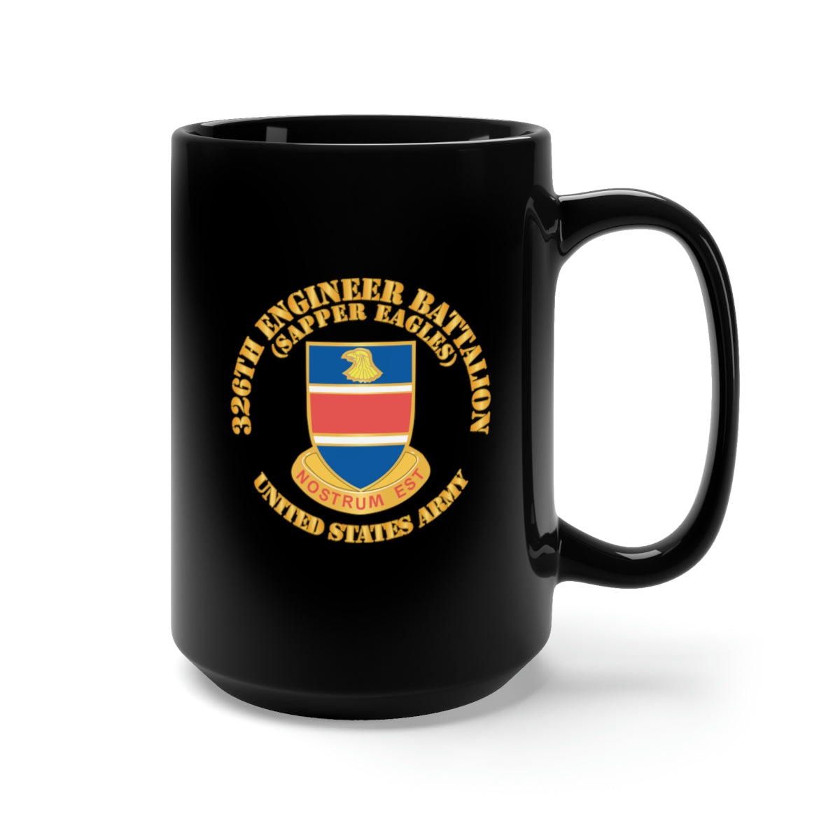Black Mug 15oz - Army - 326th Engineer Bn - Sapper Eagles X 300