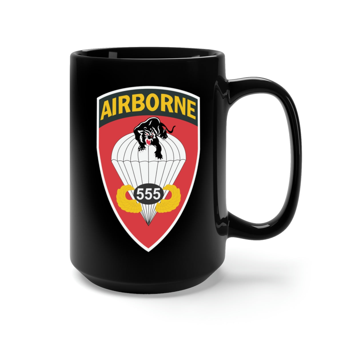 Black Mug 15oz - Army - 555th Parachute Infantry Battalion wo Txt X 300