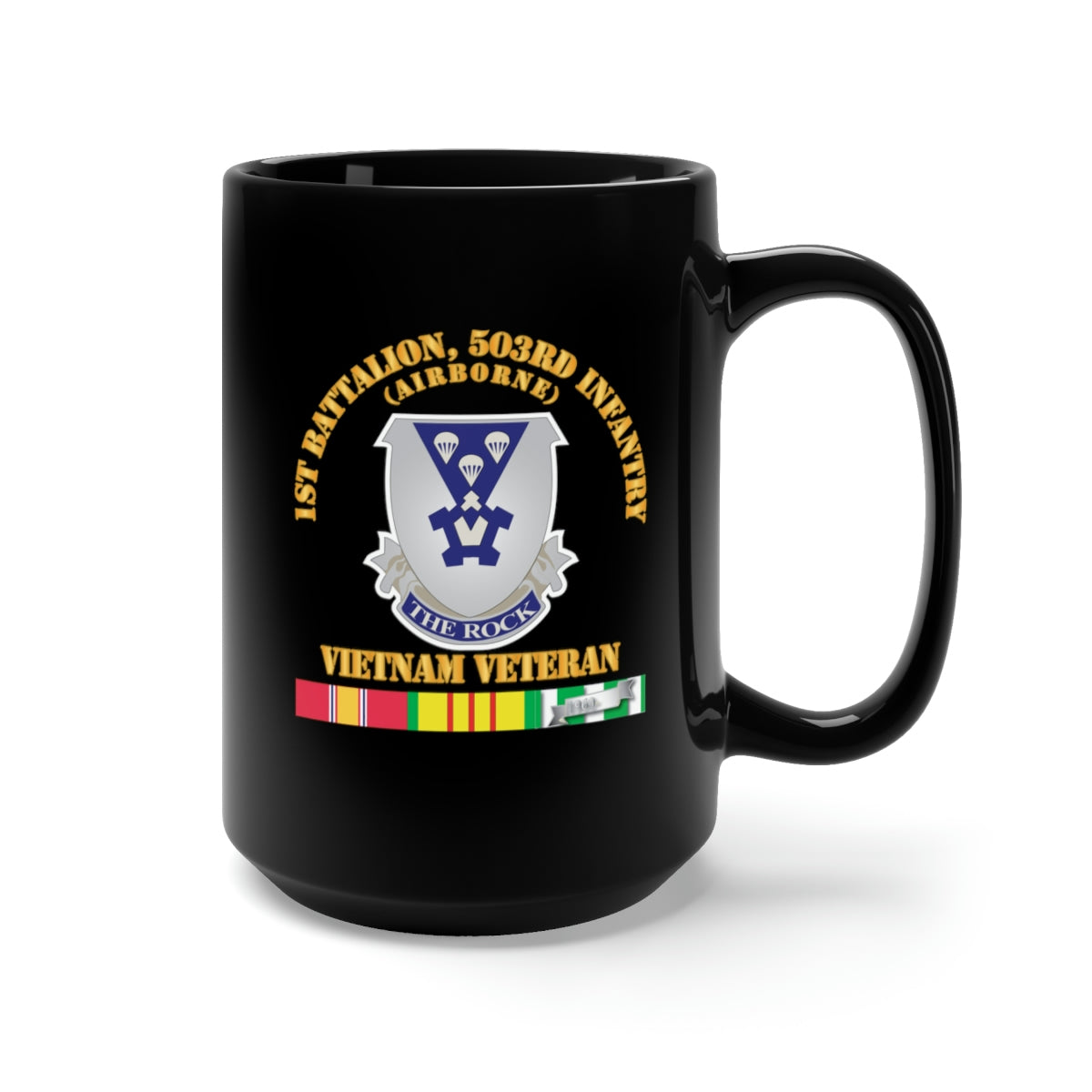 Black Mug 15oz - Army - 1st Bn 503rd Infantry - Vietnam Veteran X 300