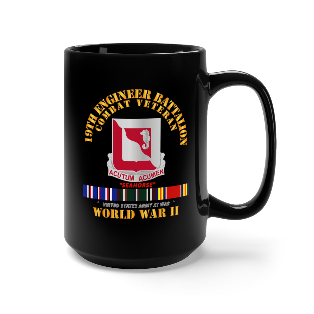 Black Mug 15oz - Army - 19th Engineer Battalion - WWII w EU SVC