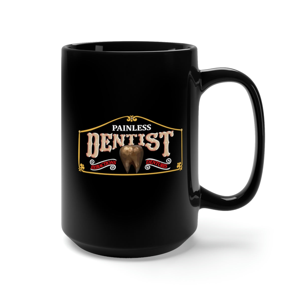Black Mug 15oz - Painless Dentist wo Background X 300