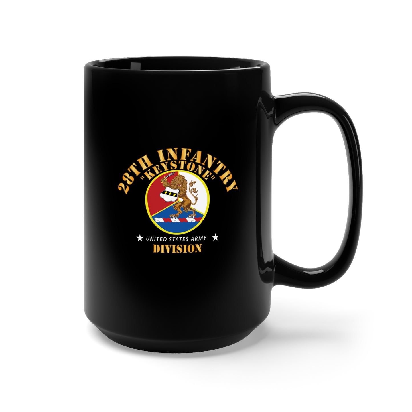 Black Mug 15oz - Army - 28th Infantry Division - Keystone - DUI wo Stars