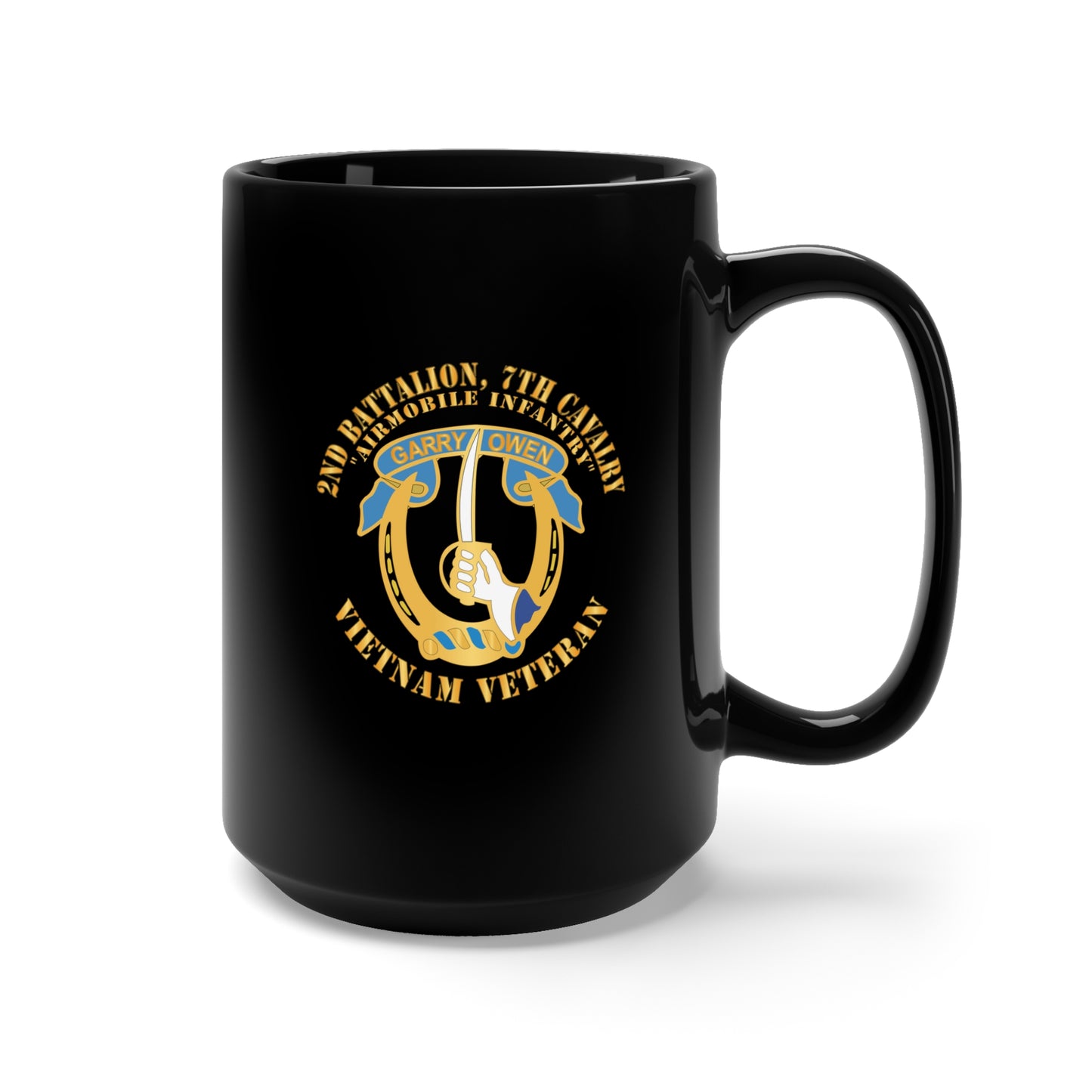 Black Mug 15oz - Army - 2nd Battalion, 7th Cavalry - Vietnam Veteran