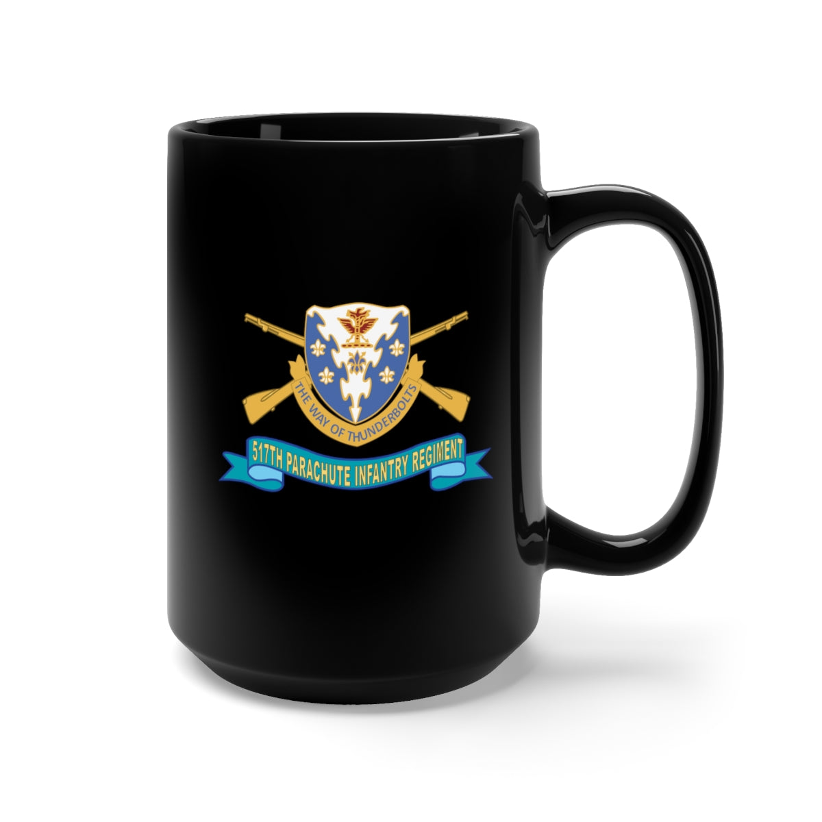 Black Mug 15oz - Army - 517th Parachute Infantry Regiment - DUI w Br - Ribbon X 300