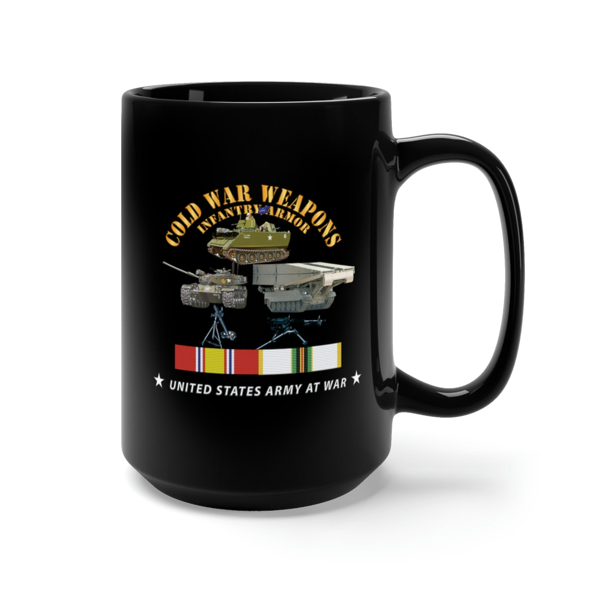 Black Mug 15oz - Cold War Weapons - Infantry Armor w COLD SVC X 300