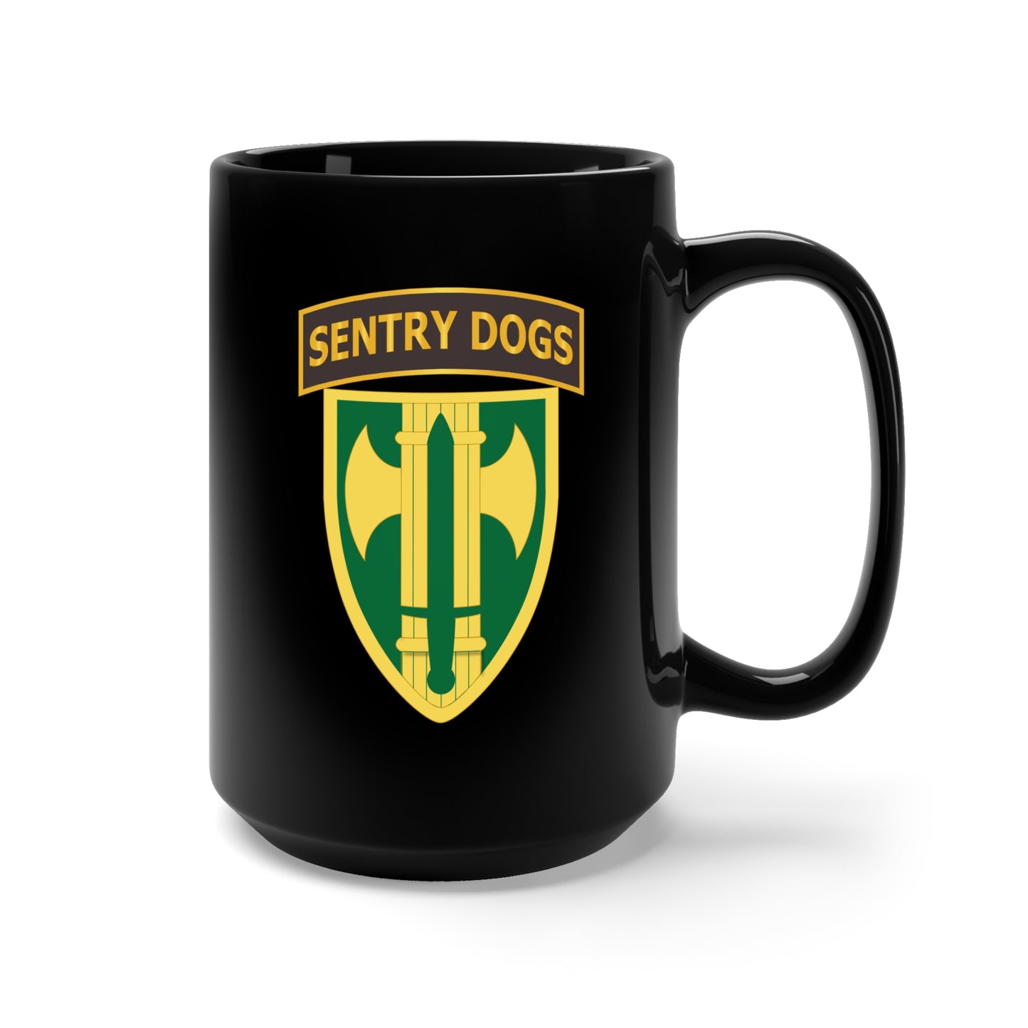 Black Mug 15oz - Army - 18th MP Brigade - Sentry Dogs Tab wo Txt