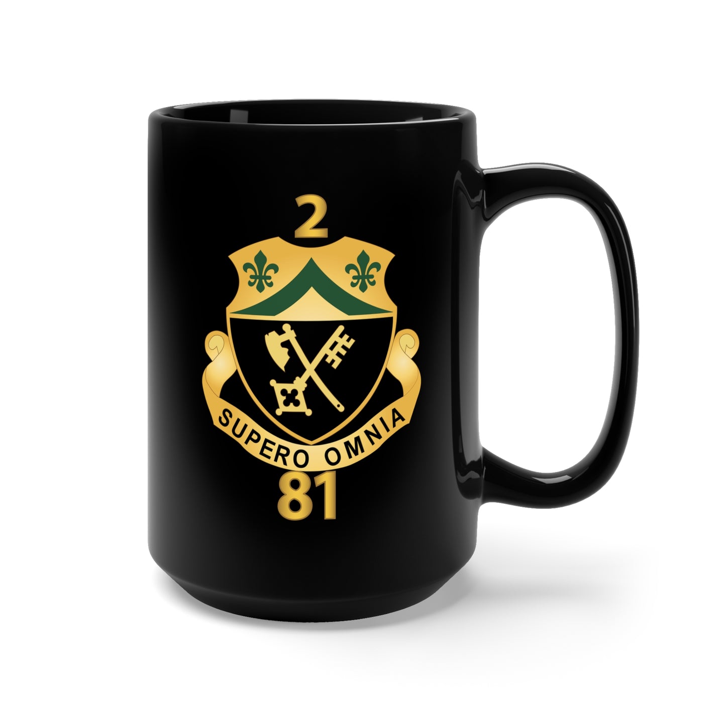 Black Mug 15oz - 2nd Battalion, 81st Armor - DUI w Regiment Number X 300