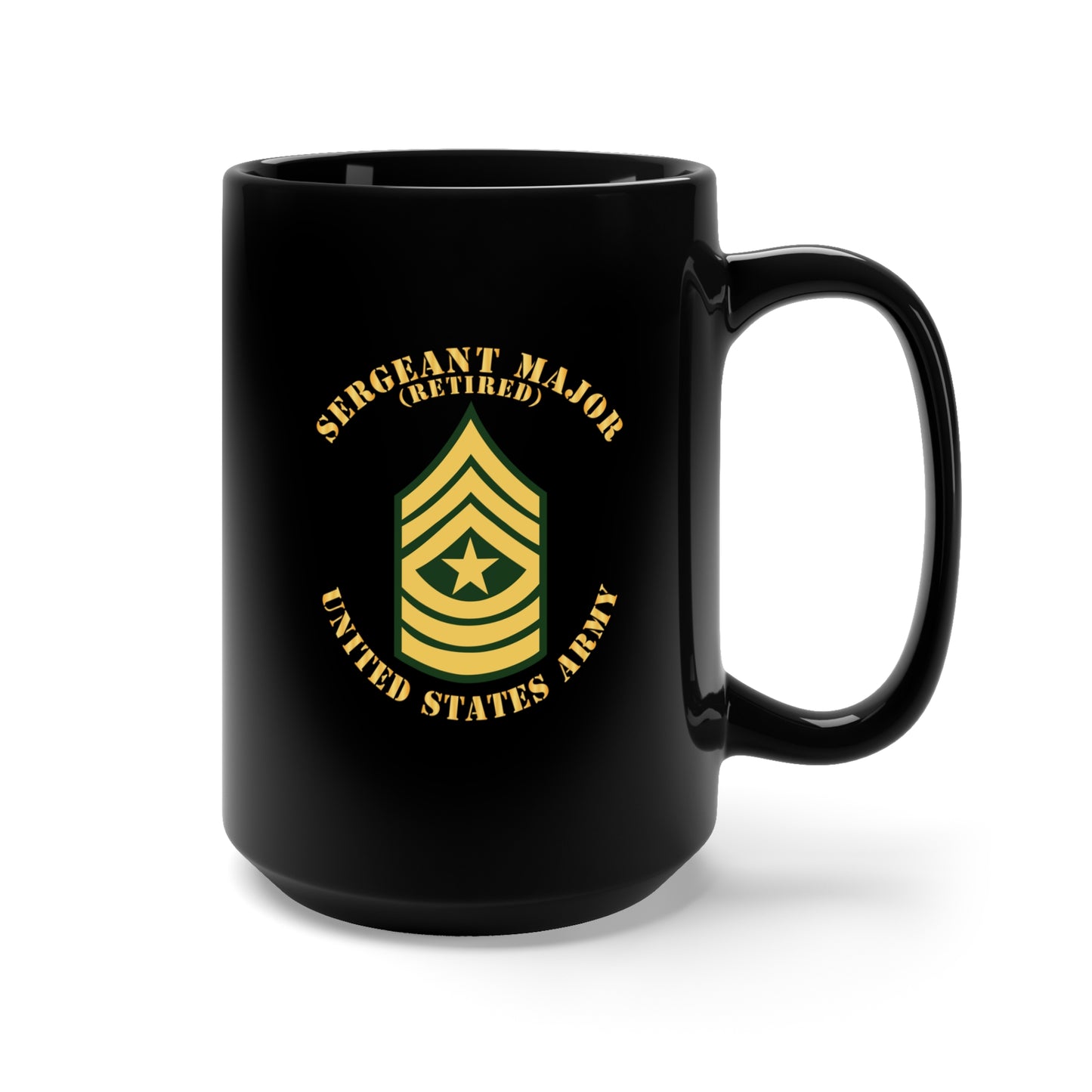 Black Mug 15oz - Army - Sergeant Major - SGM - Retired - Flat X 300
