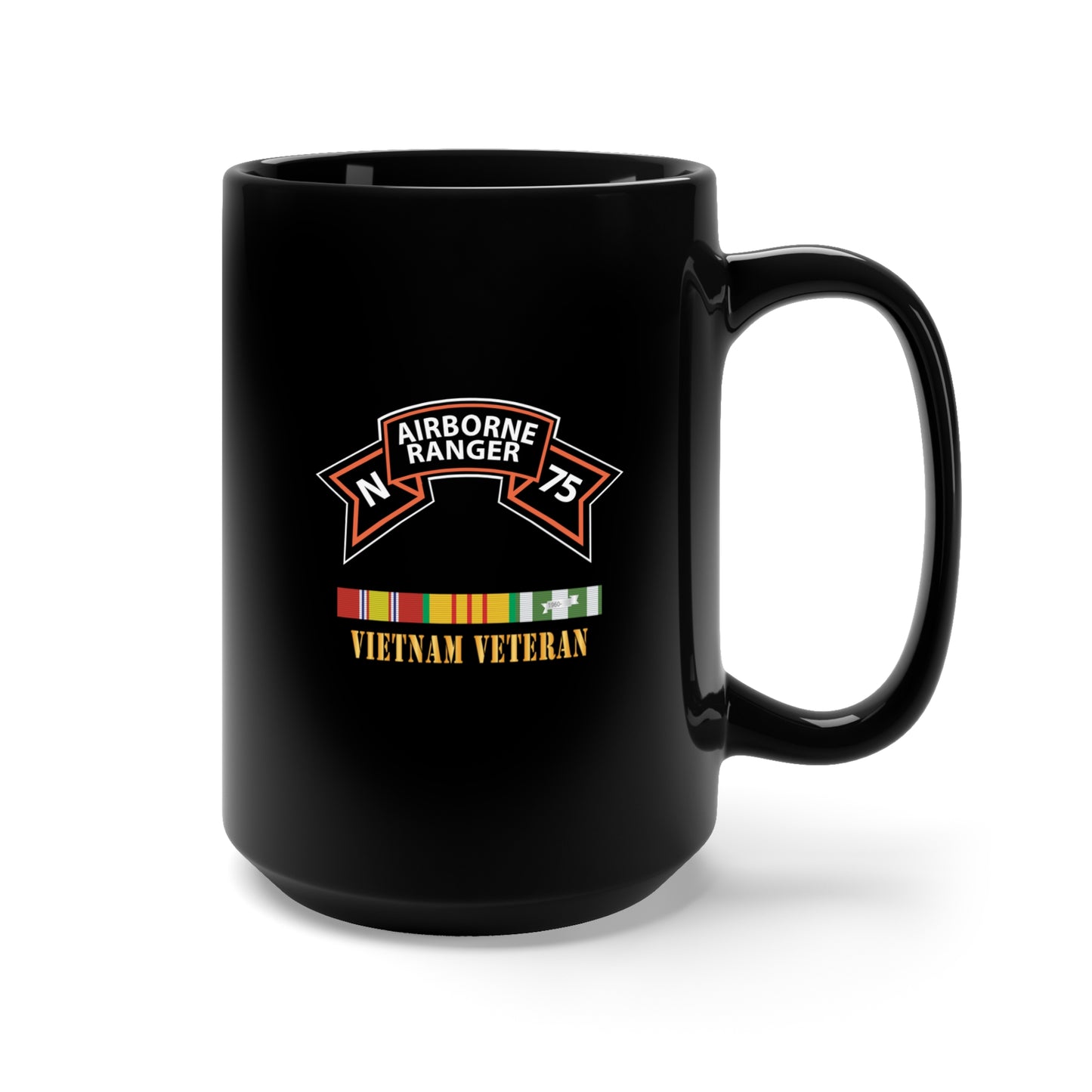 Black Mug 15oz - SOF - N Company Scroll - Vietnam Veteran w VN SVC X 300